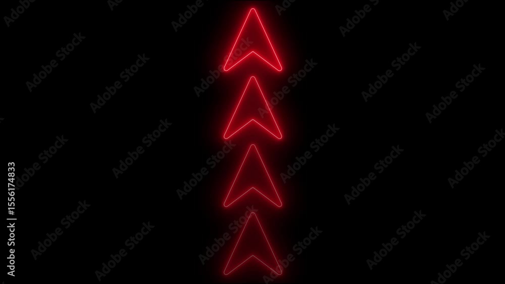 Aufkleber abstract glowing neon directional arrow loading icon animation. glowing neon arrow concep