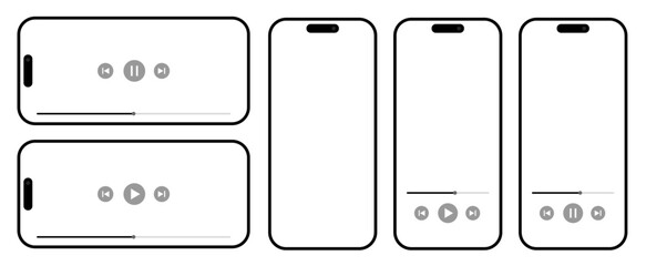 スマートフォン（モバイル端末）のUIを想定したミュージック・音声再生・動画再生インターフェースのシンプルなモックアップ3種」 © Studio MUSUBI