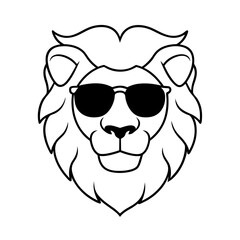 Lion Head with Aviator Sunglasses in Vector Art Style Vector Illustration