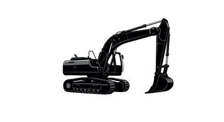 Excavator construction machinery vector illustration for engineering design