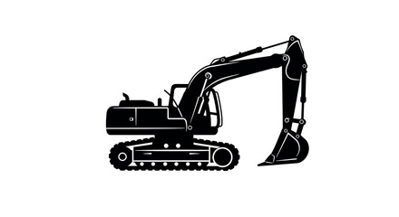 Heavy machinery excavator vector illustration in silhouette style for construction design
