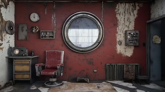 Atmospheric Interior: A Retro Barber Shop Waiting for the Next Client's Arrival