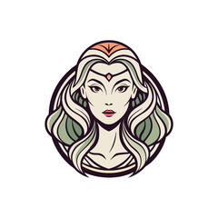 Women face line art logo, icon, vector design for a beauty brand 