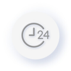 Neumorphism Icon 24 Hour Service Icon Soft Drop Shadow on Dark Background Neumorphic UI UX Design User Interface Neumorphism Shadow