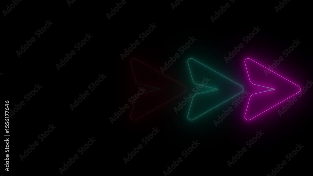 Aufkleber abstract glowing neon arrow loading animation. neon arrow animation on black background. arrow loop 