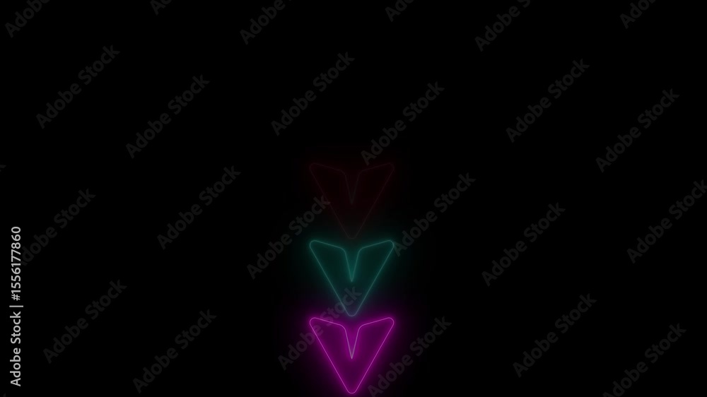 Aufkleber abstract glowing neon arrow loading animation. neon arrow animation on black background. arrow loop 