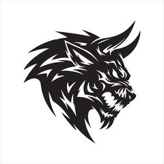 Abstract Demon Head Tribal Tattoo Silhouette Vector