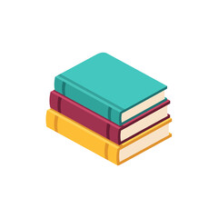 Stack of colorful book isolated on transparent background, png image 