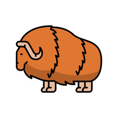 musk ox color flat icon for digital and print projects. Arctic animals.