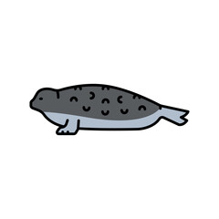 Ringed seal color line icon for digital and print projects. Arctic animals.