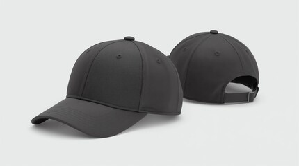 Obraz premium Baseball cap black templates, front views isolated on white background 
