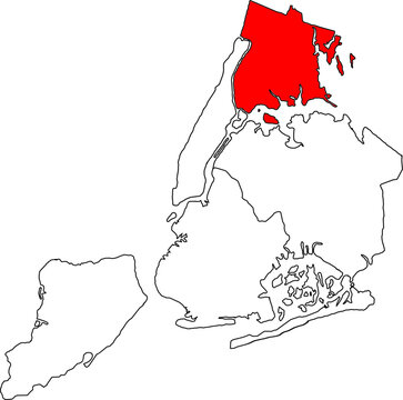 THE BRONX MAP, NEW YORK CITY MAP HIGHLIGHTING THE BOROUGH OF THE BRONX, NEW YORK CITY MAP HIGHLIGHTING THE BRONX
