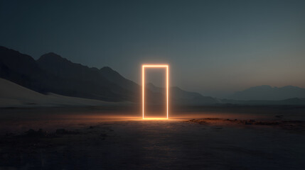 Glowing Orange Portal in Desert Landscape