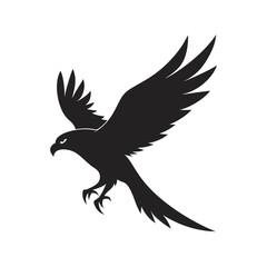 Hawk diving to catch prey silhouette