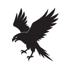 Hawk diving to catch prey silhouette illustration