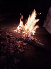 fire in the fireplace