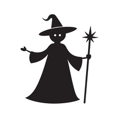 Witch standing with wand silhouette