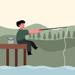 People fishing illustration