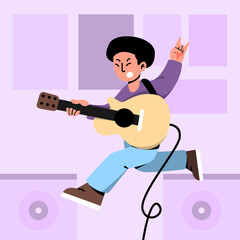 Playing guitar illustration