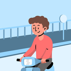 Riding motorbike illustration