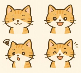 猫の表情4点【Generative AI】