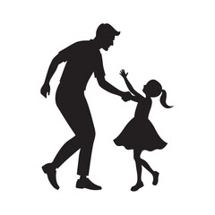 Father and daughter dancing silhouette illustration