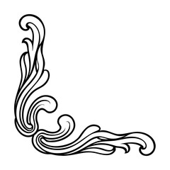 Elegant decorative corner ornament vector design in black and white for classic visual appeal
