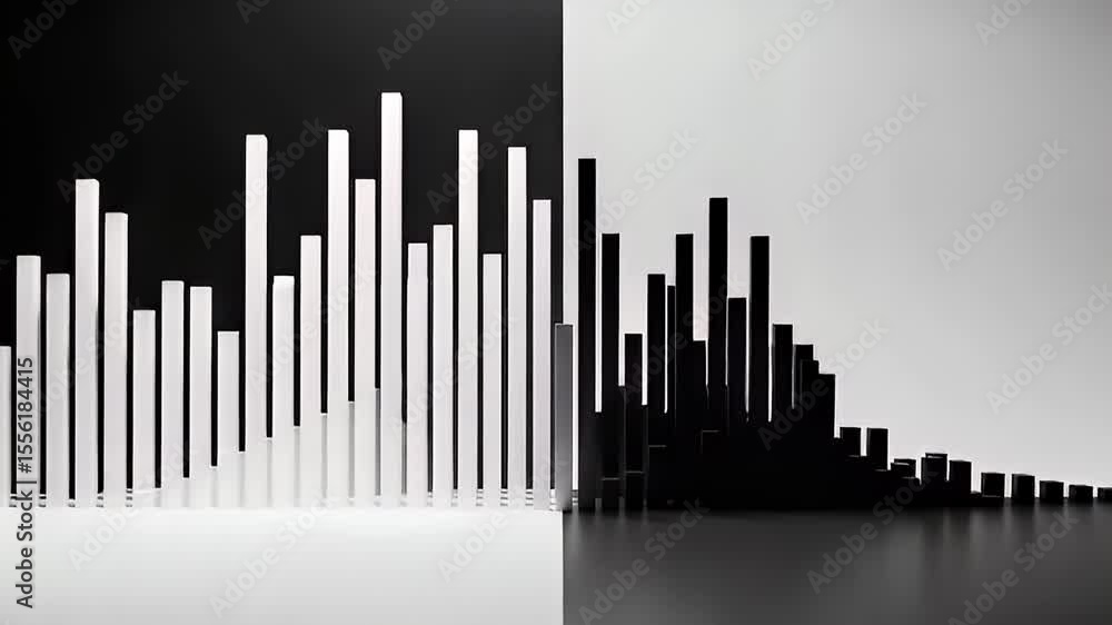 Poster abstract monochrome composition of contrasting black and white geometric shapes with minimalist desi