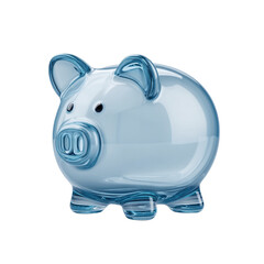 Fototapeta na wymiar Blue Transparent Piggy Bank for Savings and Financial Planning, Ideal for Budgeting, Money Management, and Kids' Education Transparent background or png