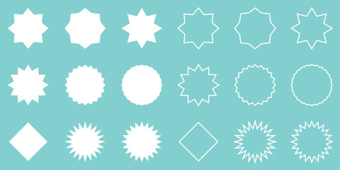 イラスト素材：ギザギザのふきだし　ベクター　Set of sale sticker, Set of starburst icon.