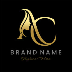 Letter AC Beauty Women Face Logo Design