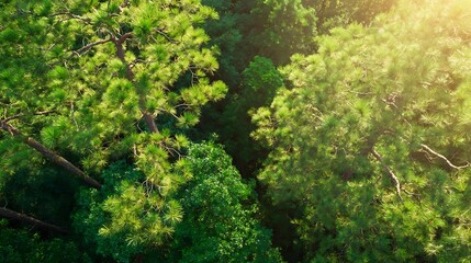 Obraz premium Aerial view of vibrant green treetops
