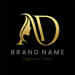 Letter AD Beauty Women Face Logo Design