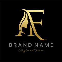 Letter AF Beauty Women Face Logo Design