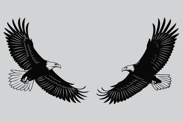eagle flying silhouette vector design art and illustration