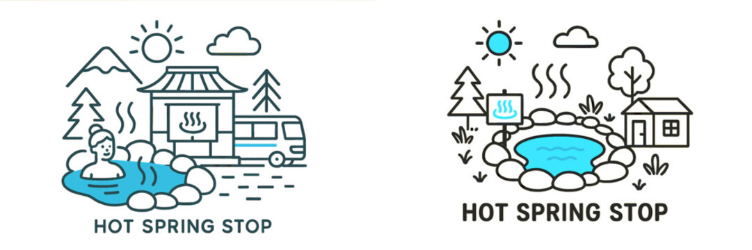 Relaxation and nature converge at a hot spring stop surrounded by mountains and trees