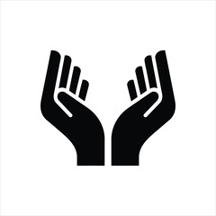 Open Hands Silhouette Icon &ndash; Vector Symbol of Care and Protection	