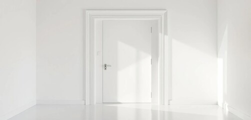 Sleek minimalist white door frame, clean lines, bright interior,  room,  real estate