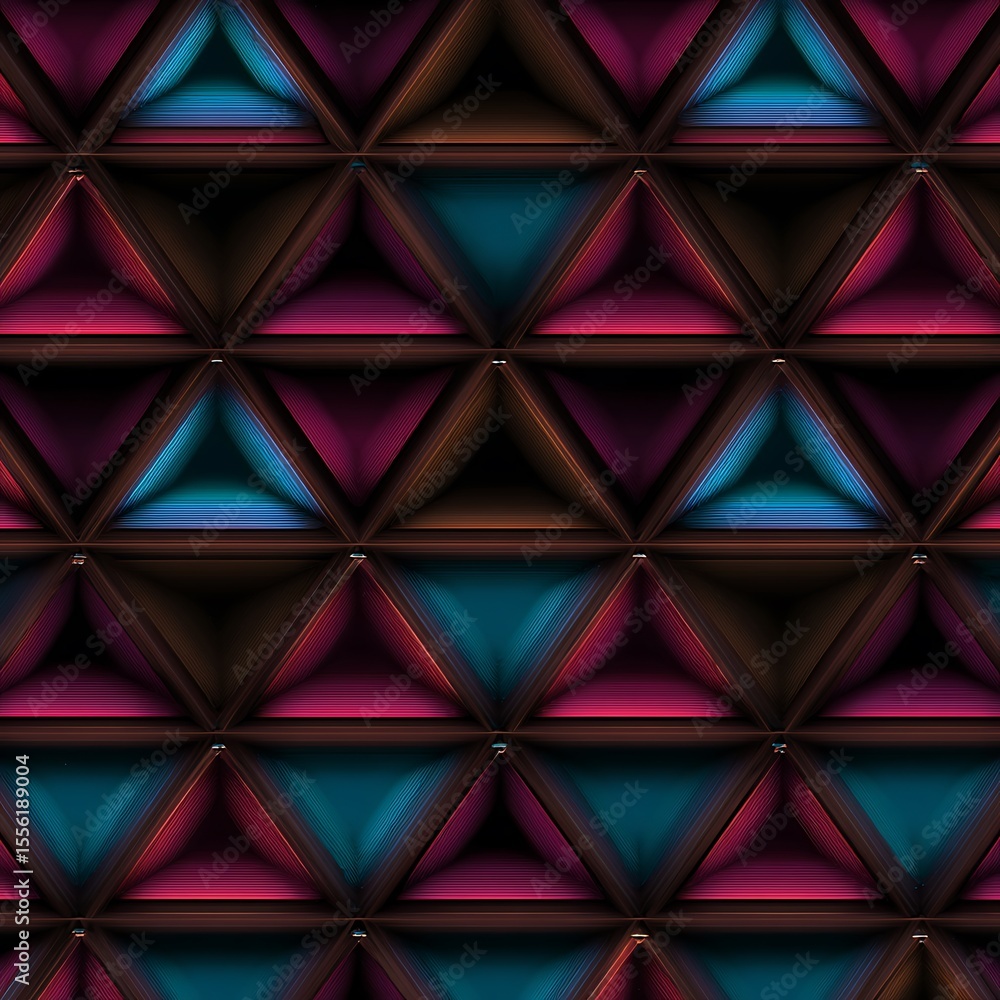 Poster geometric triangles with iridescent colors pattern