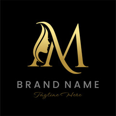 Letter AM Beauty Women Face Logo Design