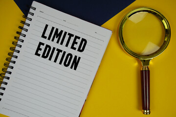 Limited Edition text with magnifying glass on yellow background