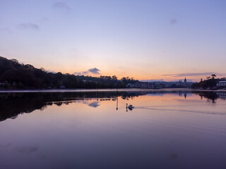 The city of truro from the air at sunset near the far river cornwall uk