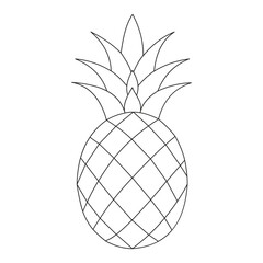 Black and White Outline of a Pineapple Icon for Design Projects