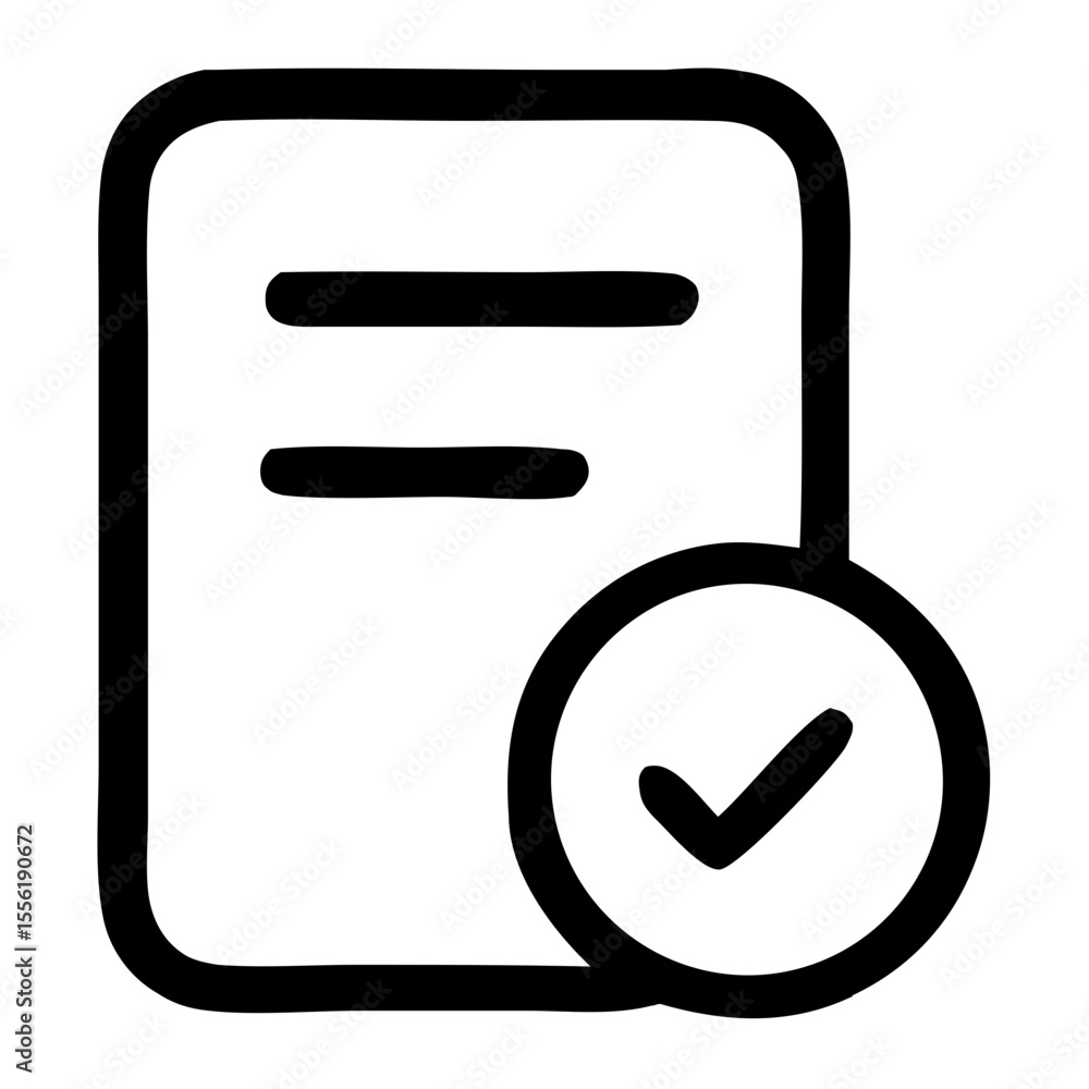 Poster outline handdrawn document checkmark sign task complete icon symbol