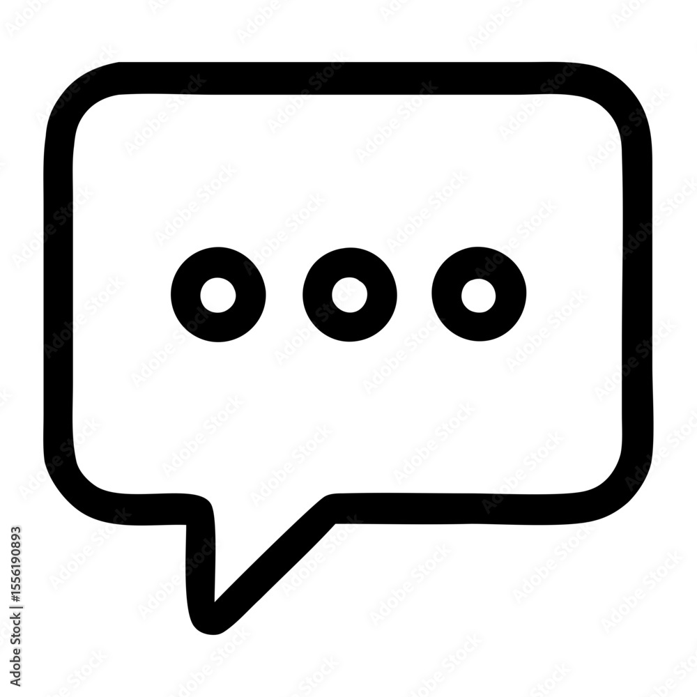 Poster thin line minimalist chat bubble with dots communication icon