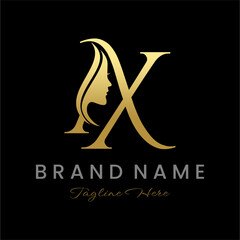 Letter AX Beauty Women Face Logo Design