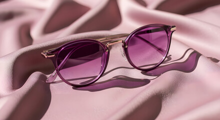 Elegant Purple Sunglasses on Draped Fabric