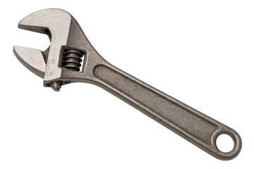Chrome adjustable wrench isolated on transparent background, ideal for various maintenance and repair tasks