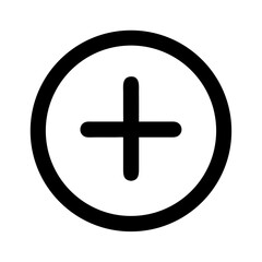 Red round glossy 3D web button with plus and minus medical cross symbols