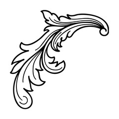 Elegant corner flourish design in black and white suitable for decorative and vintage projects